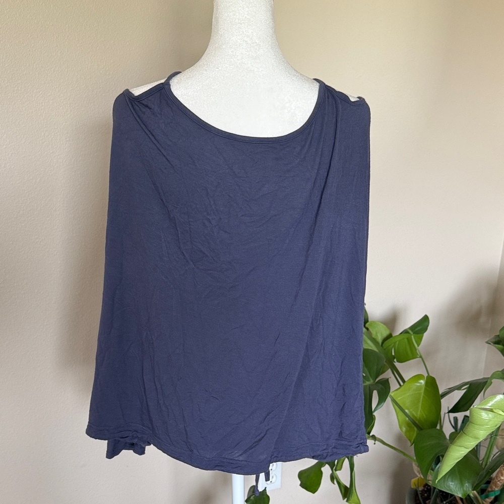 Adore Me Navy Cold Shoulder Pajama Top - Picture 2 of 5